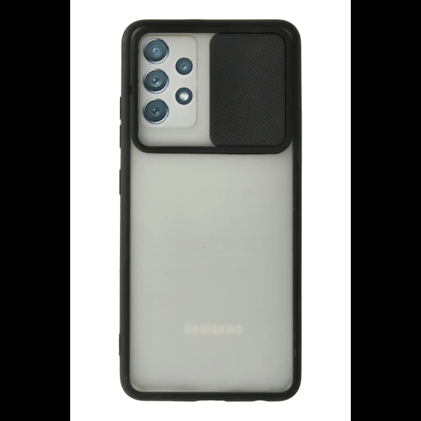 Newface Samsung Galaxy A72 Kılıf Palm Buzlu Kamera Sürgülü Silikon - Siyah
