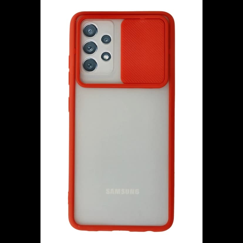 Newface Samsung Galaxy A72 Kılıf Palm Buzlu Kamera Sürgülü Silikon - Kırmızı