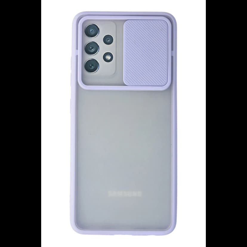 Newface Samsung Galaxy A72 Kılıf Palm Buzlu Kamera Sürgülü Silikon - Lila