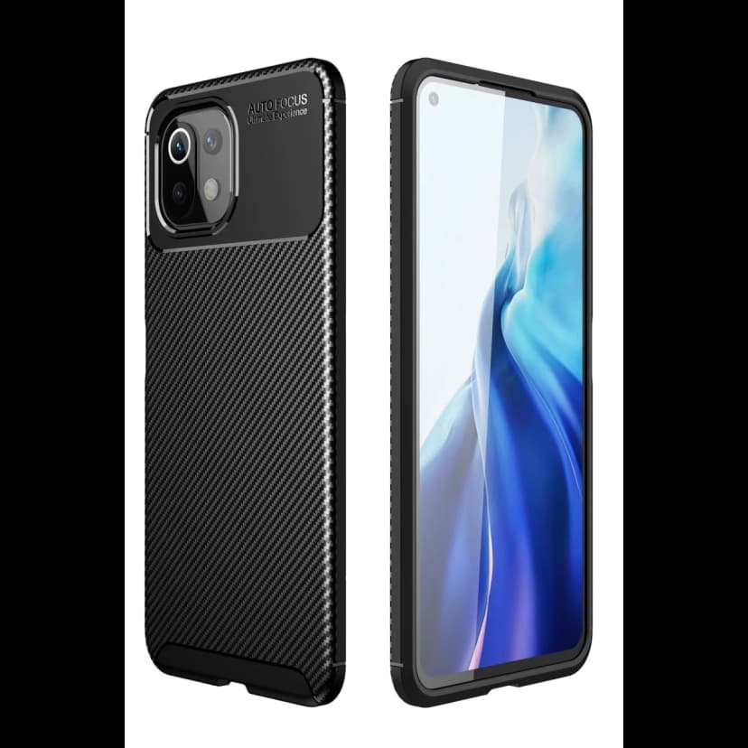 Newface Xiaomi Mİ 11 Lite Kılıf Auto Focus Karbon Kapak - Siyah