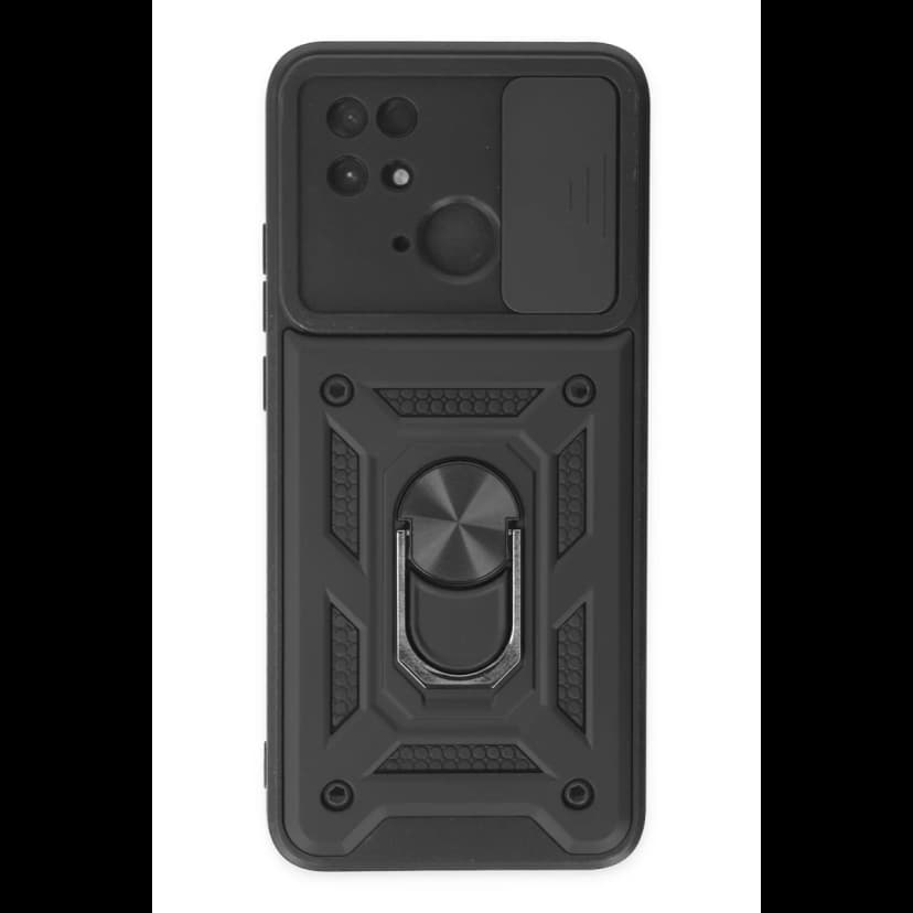 Newface Xiaomi Redmi 10C Kılıf Pars Lens Yüzüklü Silikon - Siyah