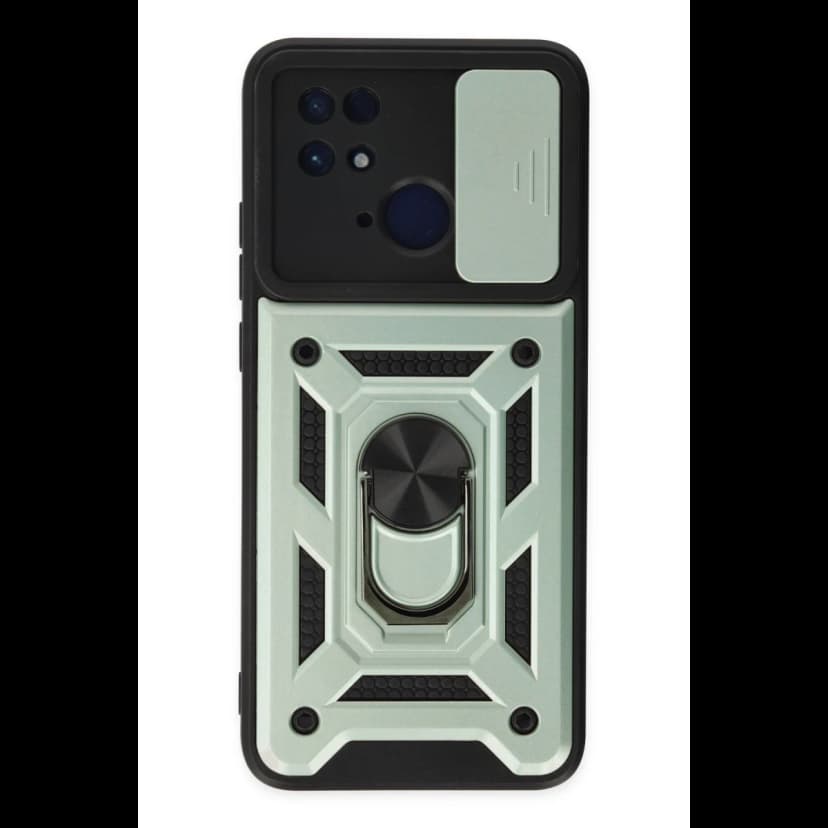Newface Xiaomi Redmi 10C Kılıf Pars Lens Yüzüklü Silikon - Yeşil