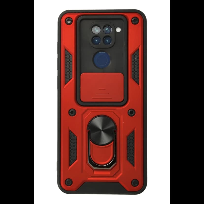 Newface Xiaomi Redmi Note 9 Kılıf Pars Lens Yüzüklü Silikon - Kırmızı