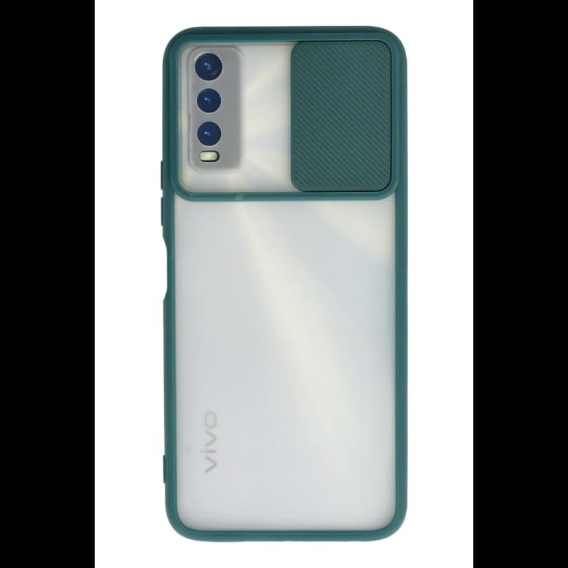 Newface Vivo Y11S Kılıf Palm Buzlu Kamera Sürgülü Silikon - Yeşil