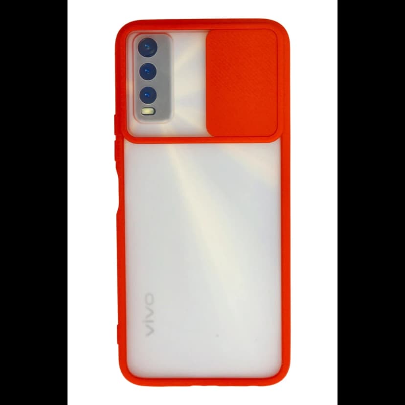 Newface Vivo Y11S Kılıf Palm Buzlu Kamera Sürgülü Silikon - Kırmızı