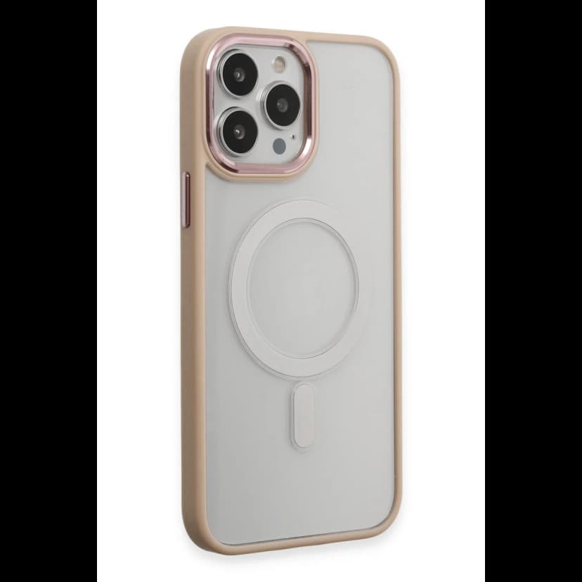 Newface Apple iPhone 15 Pro Max Kılıf Room Magneticsafe Silikon - Pudra