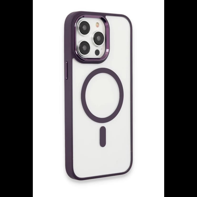 Newface Apple iPhone 15 Pro Max Kılıf Room Magneticsafe Silikon - Derin Mor