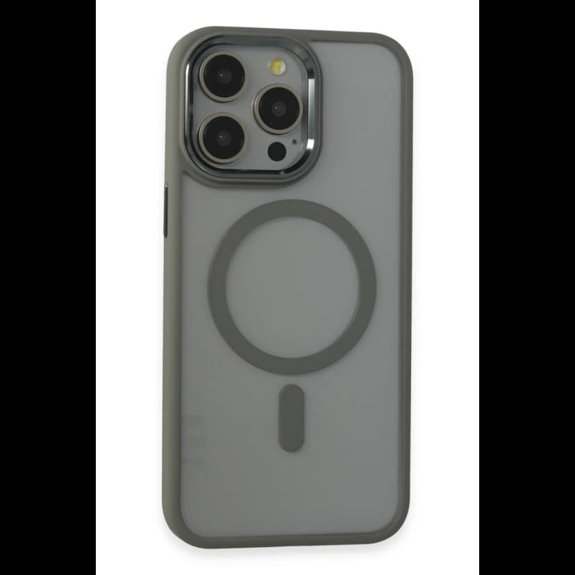 Newface Apple iPhone 15 Pro Max Kılıf Room Magneticsafe Silikon - Gri