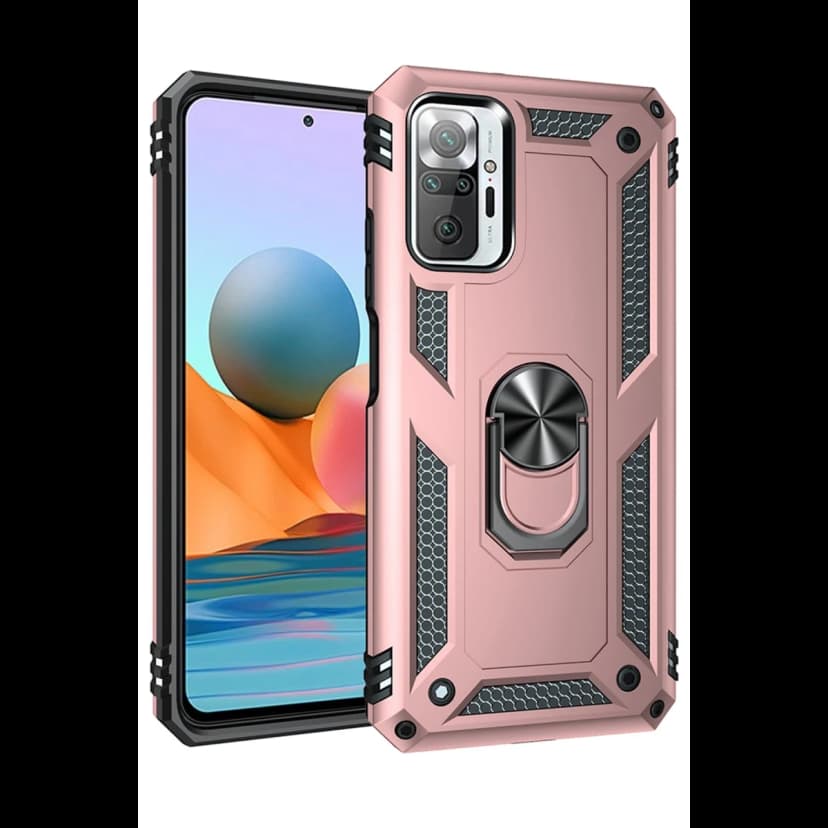 Newface Xiaomi Redmi Note 10 Pro Kılıf Sofya Yüzüklü Silikon Kapak - Rose