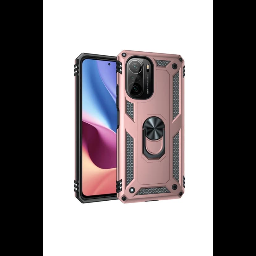Newface Xiaomi Poco F3 Kılıf Sofya Yüzüklü Silikon Kapak - Rose
