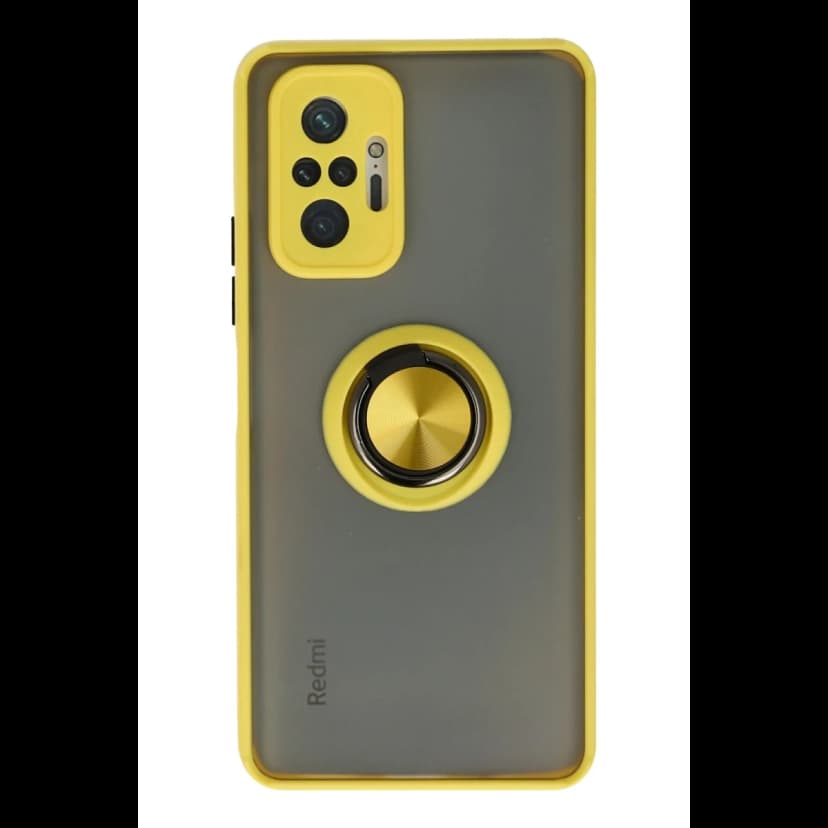 Newface Xiaomi Redmi Note 10 Pro Kılıf Montreal Yüzüklü Silikon Kapak - Sarı