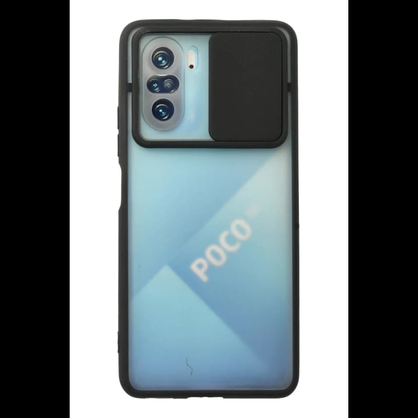 Newface Xiaomi Poco F3 Kılıf Palm Buzlu Kamera Sürgülü Silikon - Siyah