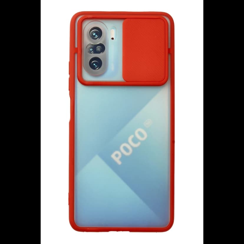 Newface Xiaomi Poco F3 Kılıf Palm Buzlu Kamera Sürgülü Silikon - Kırmızı
