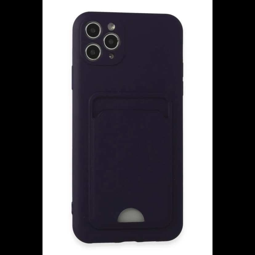 Newface Apple iPhone 11 Pro Max Kılıf Kelvin Kartvizitli Silikon - Derin Mor