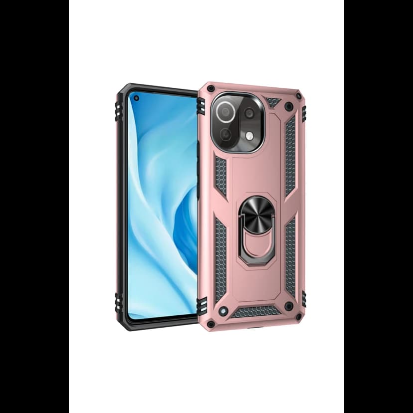 Newface Xiaomi Mİ 11 Lite Kılıf Sofya Yüzüklü Silikon Kapak - Rose