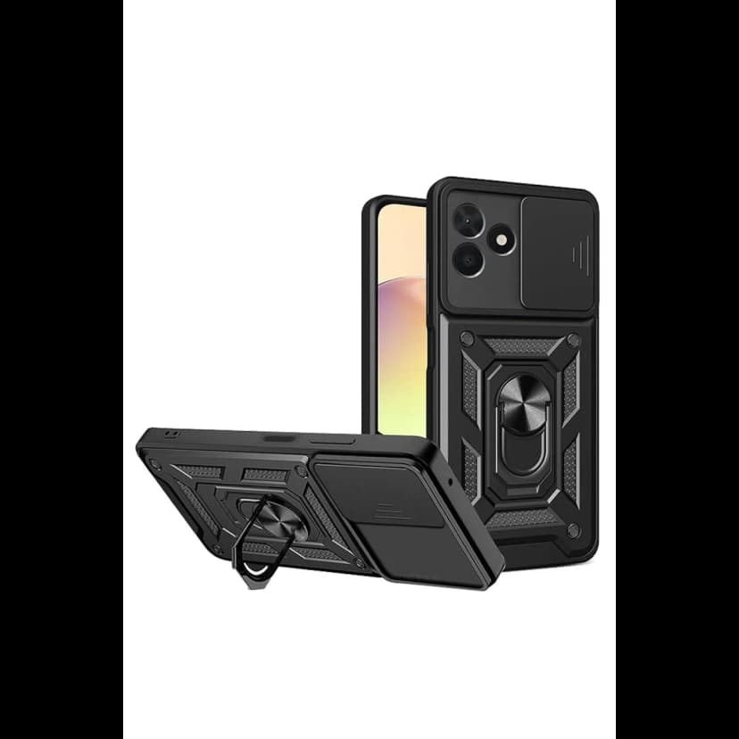 Newface Realme C53 Kılıf Pars Lens Yüzüklü Silikon - Siyah