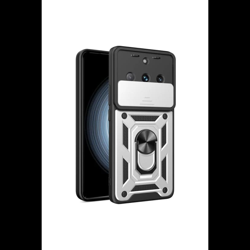 Newface Realme 11 Pro Kılıf Pars Lens Yüzüklü Silikon - Gümüş