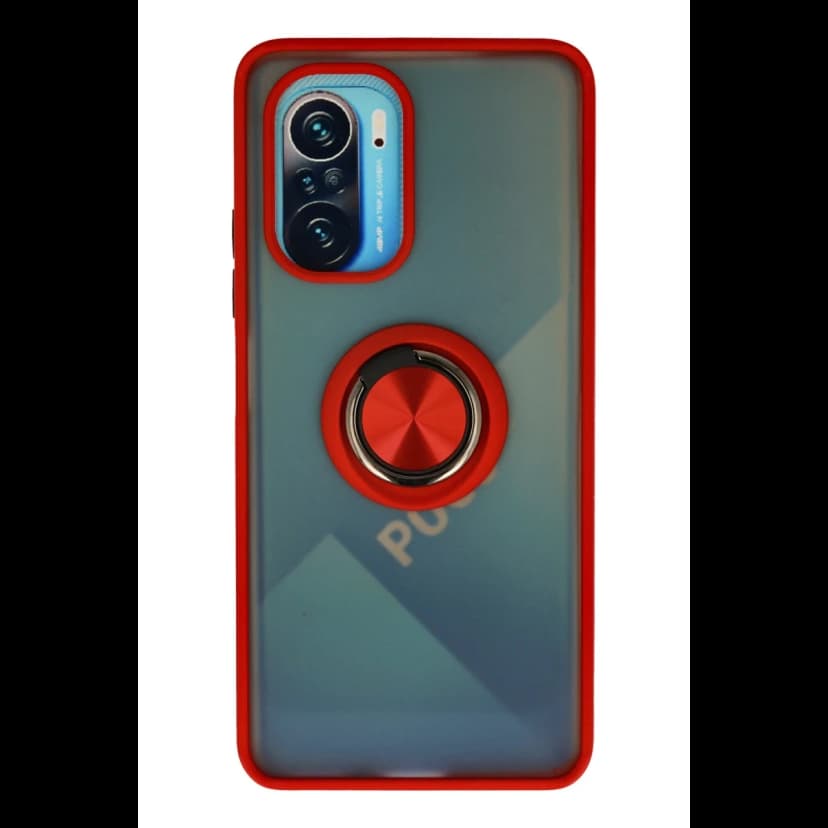 Newface Xiaomi Redmi K40 Kılıf Montreal Yüzüklü Silikon Kapak - Kırmızı
