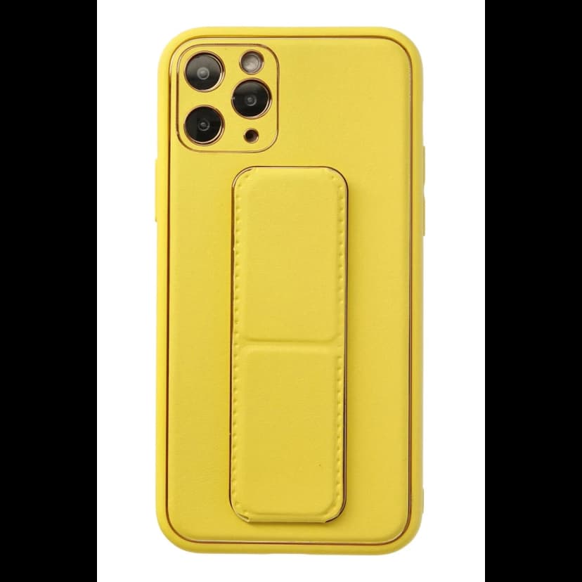 Newface Apple iPhone 11 Pro Kılıf Coco Deri Standlı Kapak - Sarı