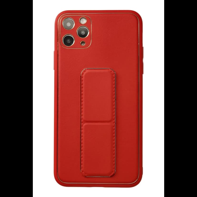Newface Apple iPhone 11 Pro Max Kılıf Coco Deri Standlı Kapak - Kırmızı
