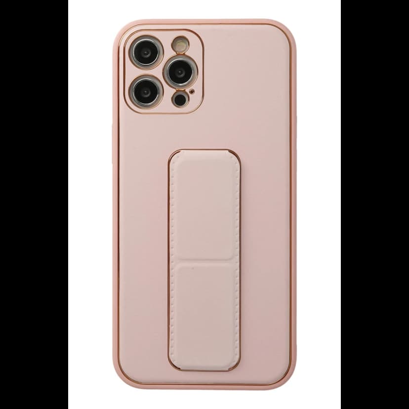 Newface Apple iPhone 12 Pro Kılıf Coco Deri Standlı Kapak - Pembe