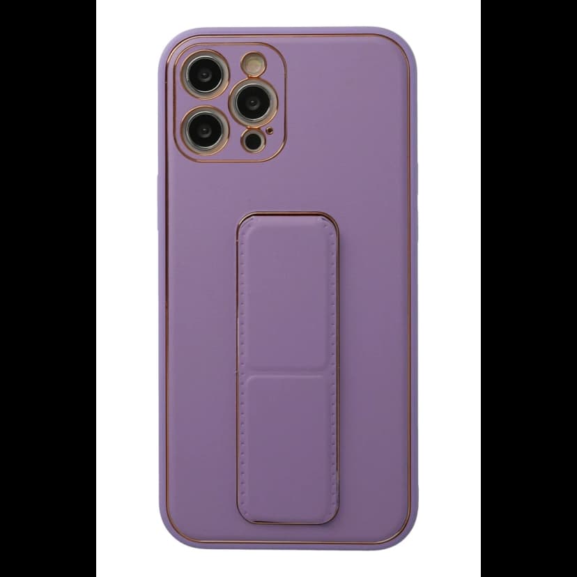 Newface Apple iPhone 12 Pro Kılıf Coco Deri Standlı Kapak - Lila