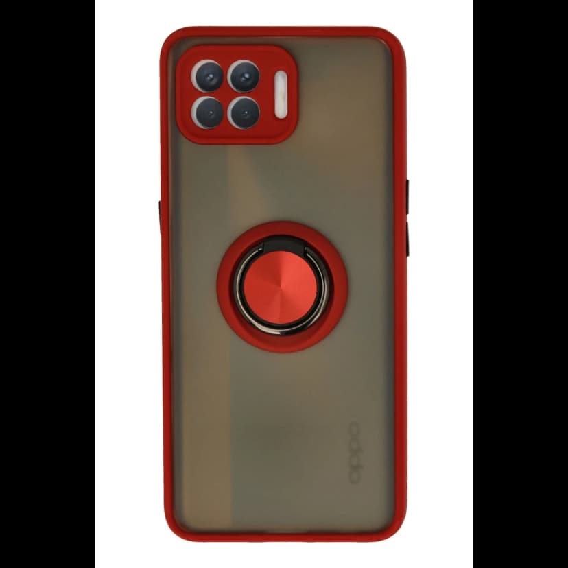 Newface Oppo Reno 4 Lite Kılıf Montreal Yüzüklü Silikon Kapak - Kırmızı