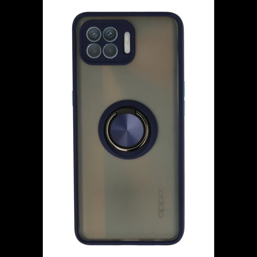 Newface Oppo Reno 4 Lite Kılıf Montreal Yüzüklü Silikon Kapak - Lacivert