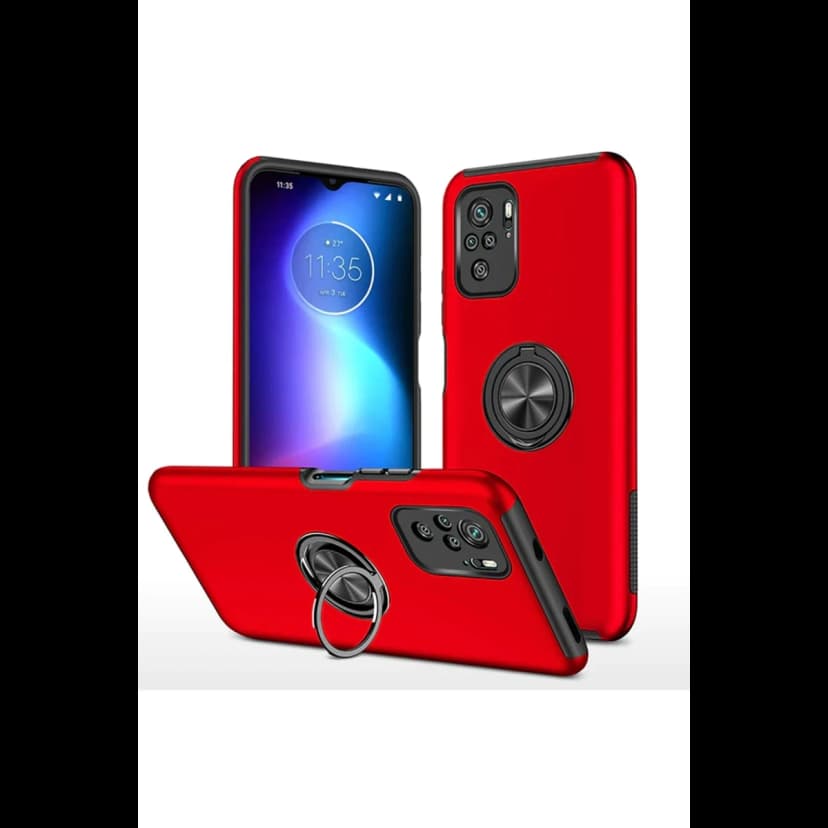 Newface Xiaomi Poco F3 Kılıf Elit Yüzüklü Kapak - Kırmızı