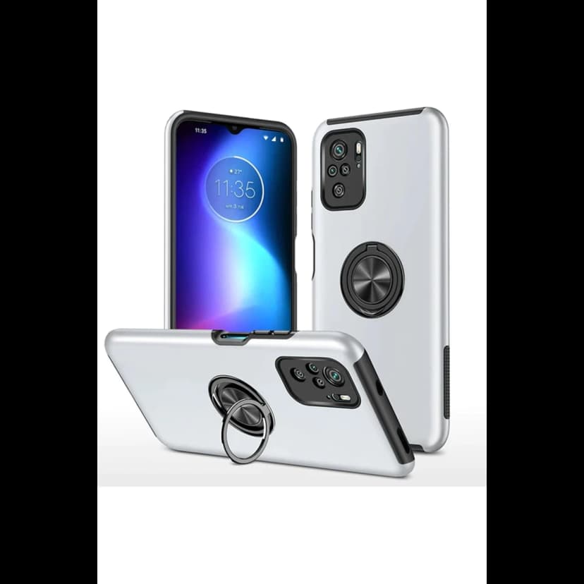 Newface Xiaomi Poco F3 Kılıf Elit Yüzüklü Kapak - Gümüş