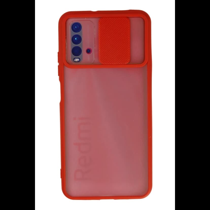 Newface Xiaomi Redmi 9T Kılıf Palm Buzlu Kamera Sürgülü Silikon - Kırmızı