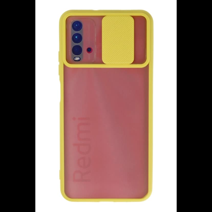 Newface Xiaomi Redmi 9T Kılıf Palm Buzlu Kamera Sürgülü Silikon - Sarı