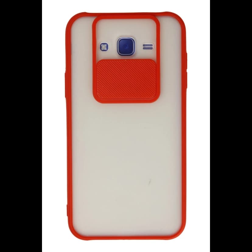 Newface Samsung Galaxy J7 Kılıf Palm Buzlu Kamera Sürgülü Silikon - Kırmızı