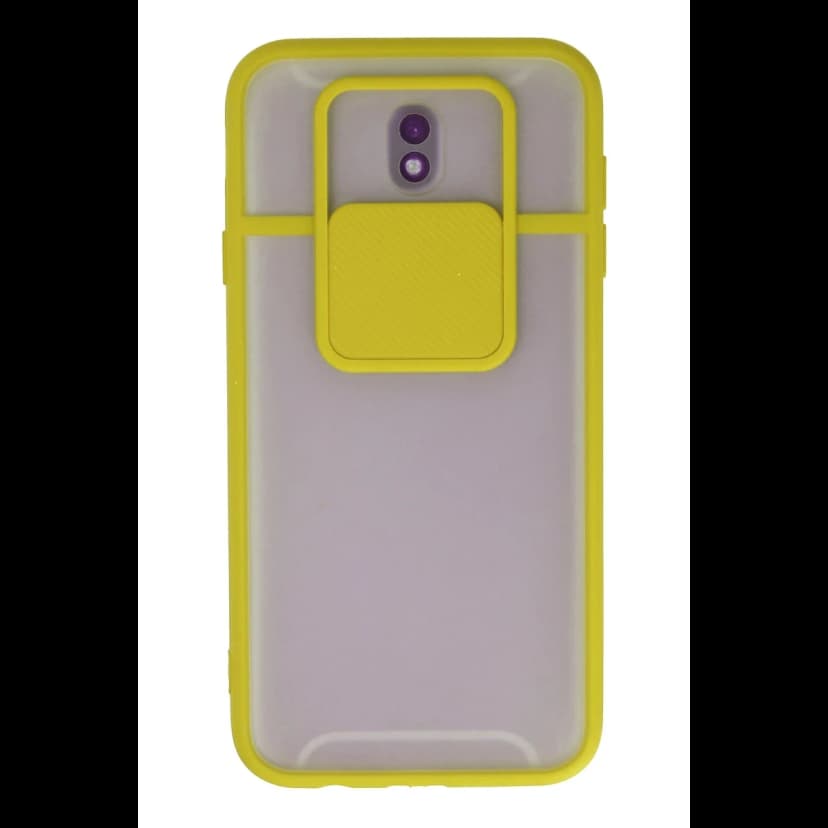Newface Samsung Galaxy J7 Pro / J730 Kılıf Palm Buzlu Kamera Sürgülü Silikon - Sarı