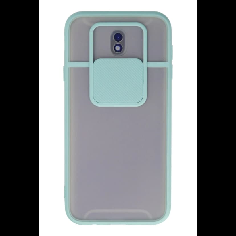Newface Samsung Galaxy J7 Pro / J730 Kılıf Palm Buzlu Kamera Sürgülü Silikon - Turkuaz