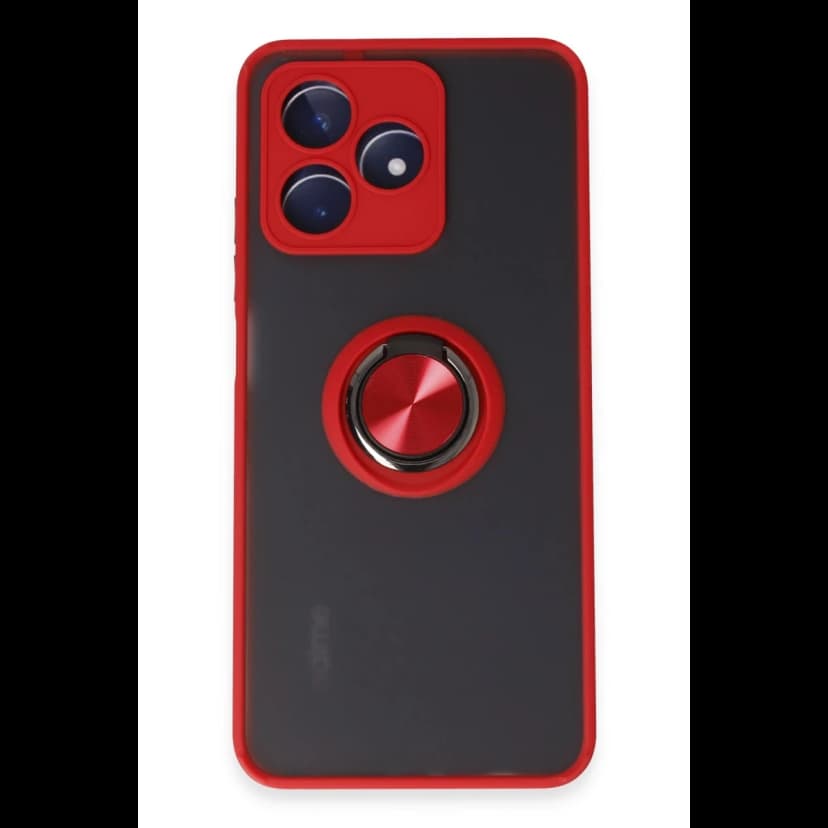 Newface Realme C53 Kılıf Montreal Yüzüklü Silikon Kapak - Kırmızı