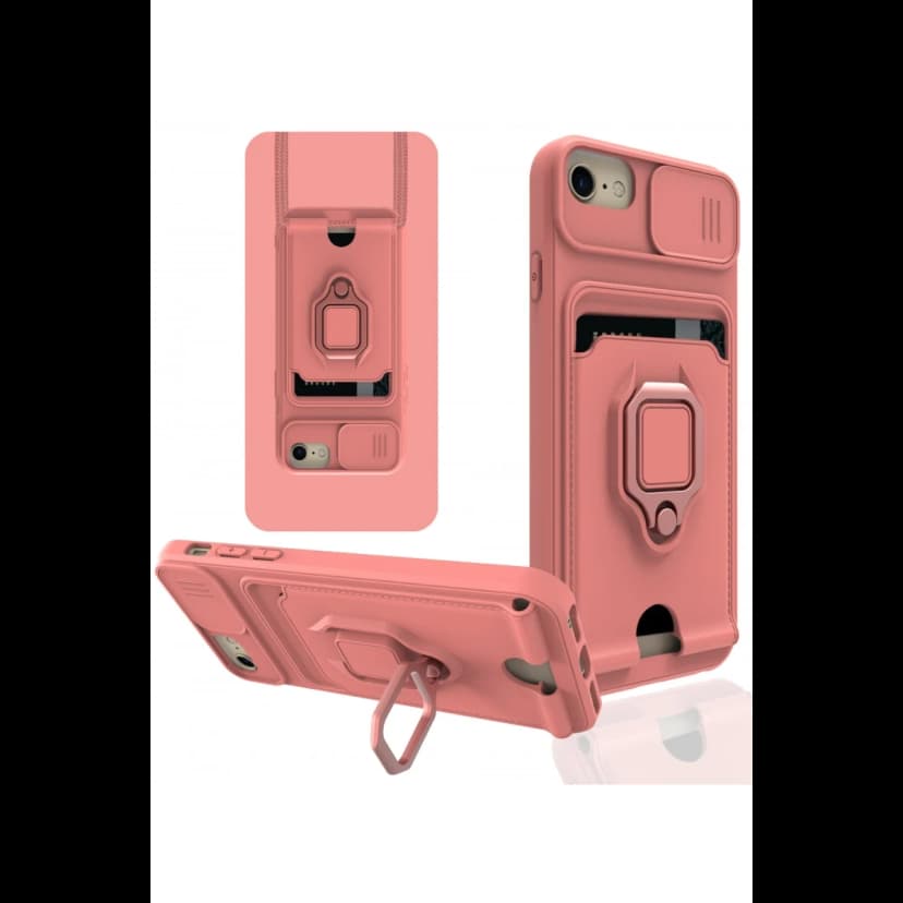 Newface Apple iPhone 6 Kılıf Zuma Kartvizitli Yüzüklü Silikon - Pembe