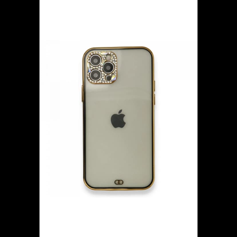 Newface Apple iPhone 12 Pro Kılıf Liva Taşlı Silikon - Siyah