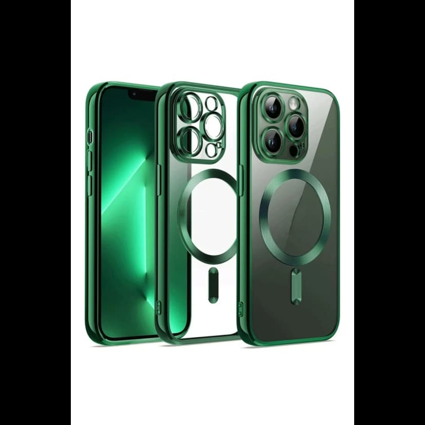 Newface Apple iPhone 12 Pro Kılıf Kross Magneticsafe Kapak - Koyu Yeşil