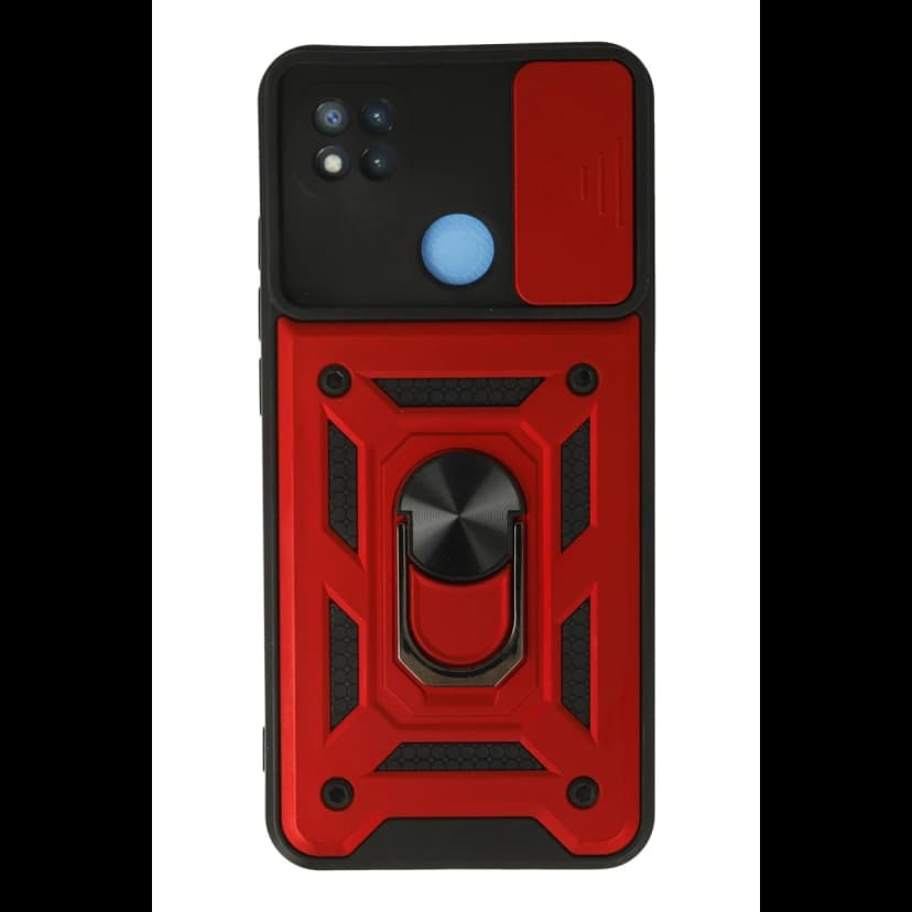 Newface Xiaomi Redmi 9C Kılıf Pars Lens Yüzüklü Silikon - Kırmızı