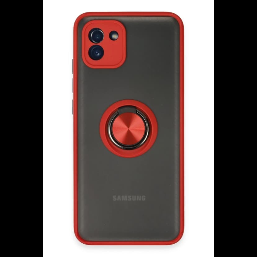 Newface Samsung Galaxy A03 Kılıf Montreal Yüzüklü Silikon Kapak - Kırmızı
