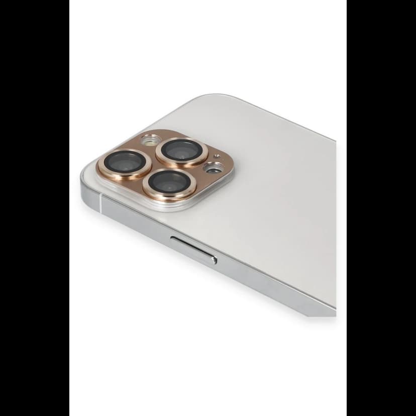 Newface Apple iPhone 13 Pro Max Pers Alüminyum Kamera Lens - Gold