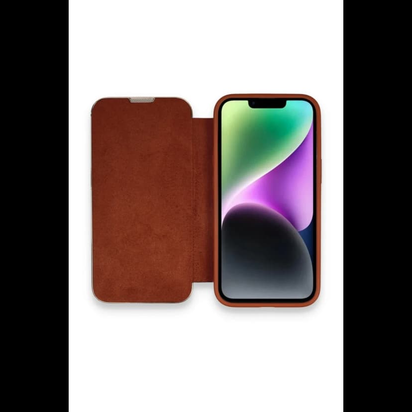 Newface Apple iPhone 14 Pro Kılıf Dolpin Kapaklı - Kahverengi