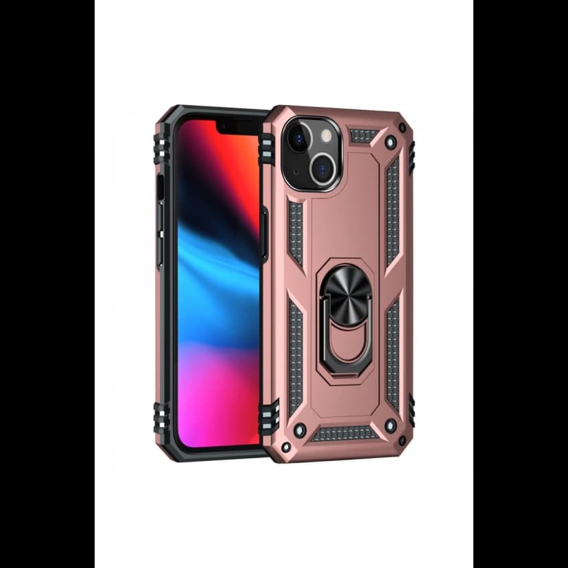 Newface Apple iPhone 13 Kılıf Sofya Yüzüklü Silikon Kapak - Rose