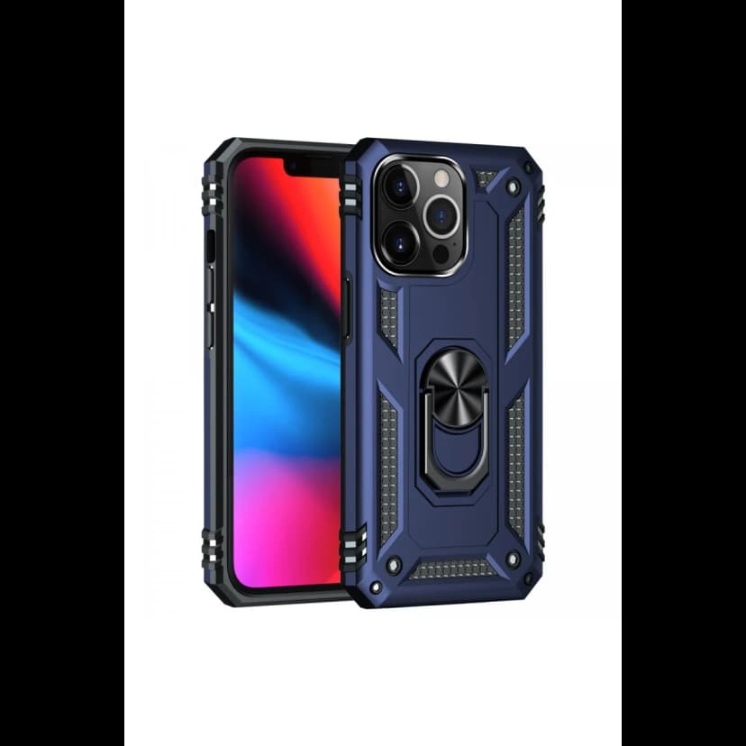 Newface Apple iPhone 13 Pro Kılıf Sofya Yüzüklü Silikon Kapak - Lacivert