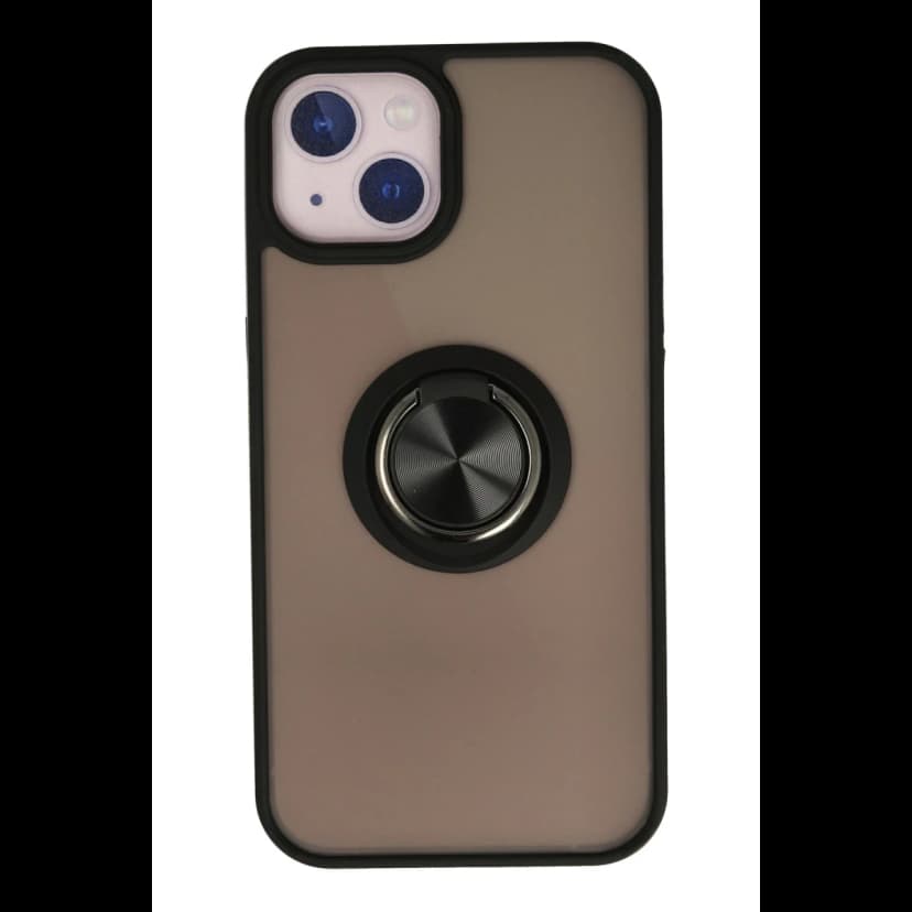 Newface Apple iPhone 13 Kılıf Montreal Yüzüklü Silikon Kapak - Siyah