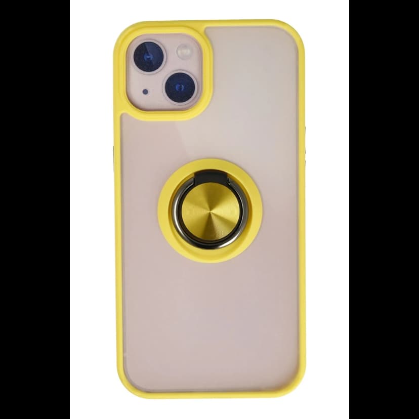 Newface Apple iPhone 13 Kılıf Montreal Yüzüklü Silikon Kapak - Sarı