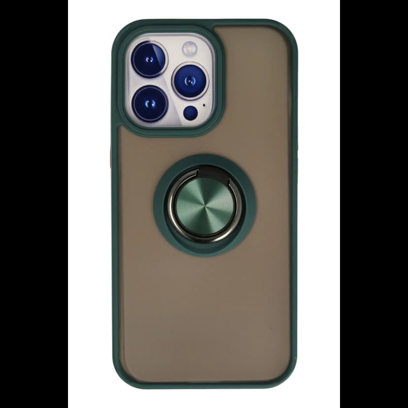 Newface Apple iPhone 13 Pro Kılıf Montreal Yüzüklü Silikon Kapak - Yeşil