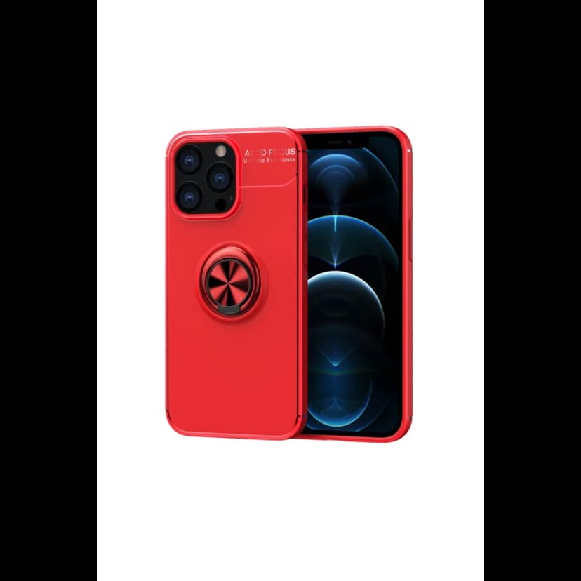 Newface Apple iPhone 13 Pro Kılıf Range Yüzüklü Silikon - Kırmızı