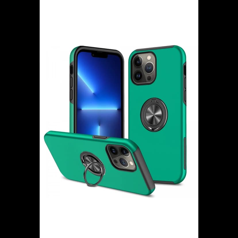 Newface Apple iPhone 13 Pro Max Kılıf Elit Yüzüklü Kapak - Yeşil